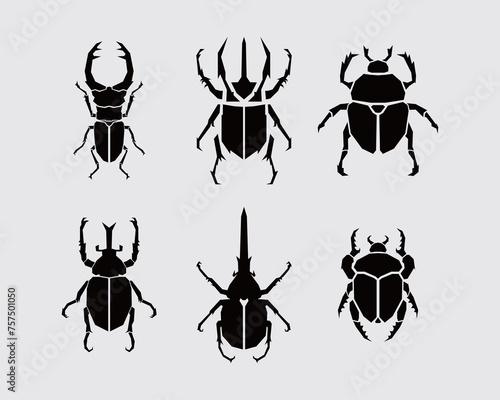 beetle insect polygonal silhouette logo vector collection clip art element symbol sticker ink editable