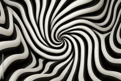 A black and white spiral pattern creating optical illusion