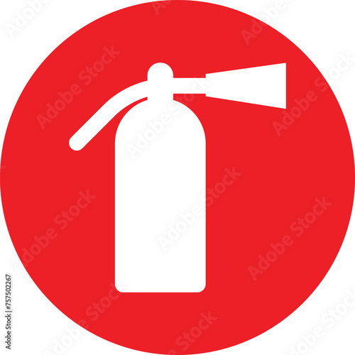 Fire extinguisher sign in red circle isolated on white background . Red fire extinguisher label .Vector illustration 