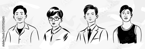 Junge Asiatische Männer: Minimalistische Vektorgrafik Illustrationen