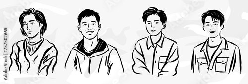 Junge Asiatische Männer: Minimalistische Vektorgrafik Illustrationen