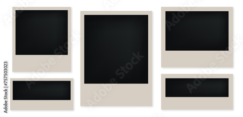 Realistic empty photo frames collection in various sizes. Vintage photo frames