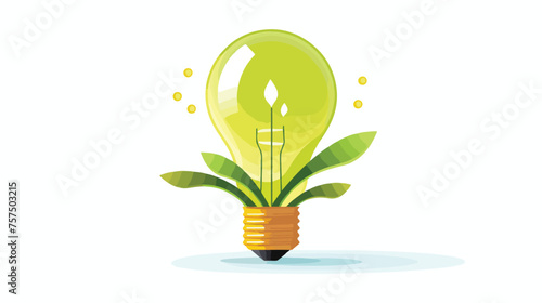 Flat icon A lightbulb with a plant growing out of i