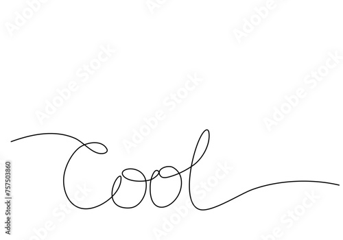 Word COOL one line drawing animation. Video clip with alpha channel.