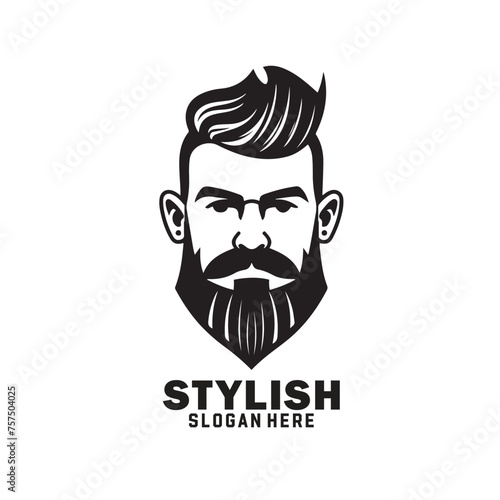 Black and white barber shop hair salon logo design for hairstylist.