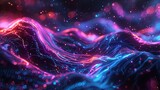 Abstract fiery waves intertwined with sparkling particles, creating a dynamic and energetic digital art background.