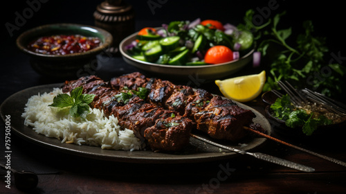 persian Chelo Kebab, Delicious and sumptuous сreated with Generative Ai