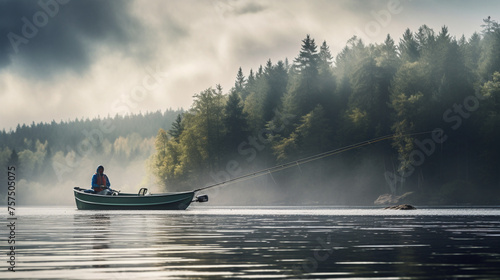 Fisherman boat on the lake