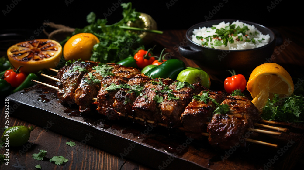 persian Chelo Kebab, Delicious and sumptuous сreated with Generative Ai persian Chelo Kebab, Delicious and sumptuous сreated with Generative Ai