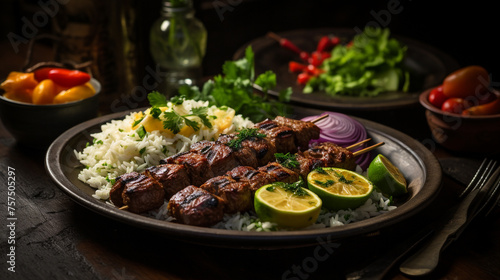 persian Chelo Kebab  Delicious and sumptuous   reated with Generative Ai