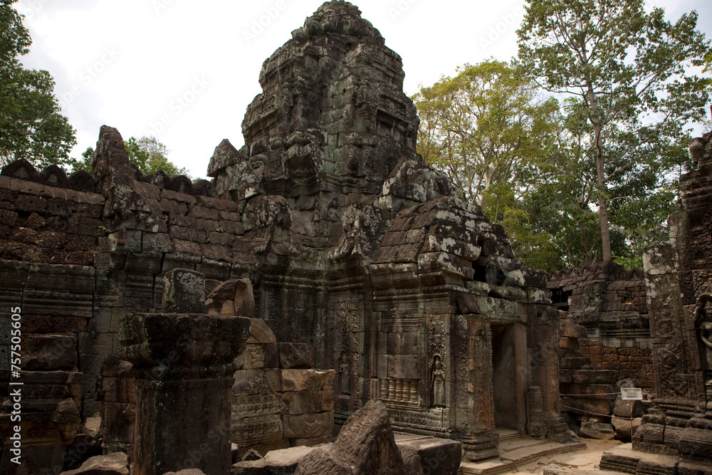 Angkor Wat Bayon Temple Cambodia view on a cloudy autumn day