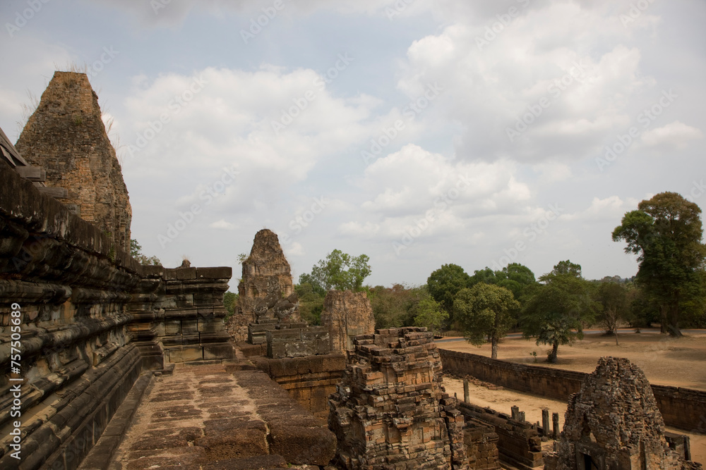 Angkor Wat Phnom Prom Cambodia view on a cloudy autumn day