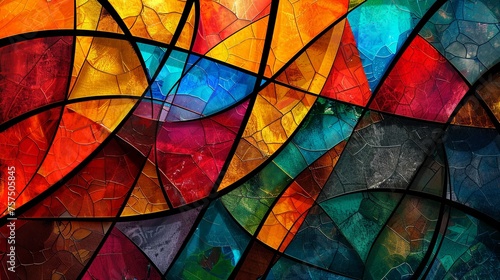 A vibrant and colorful abstract mosaic glass texture background  with a rich variety of hues and patterns.
