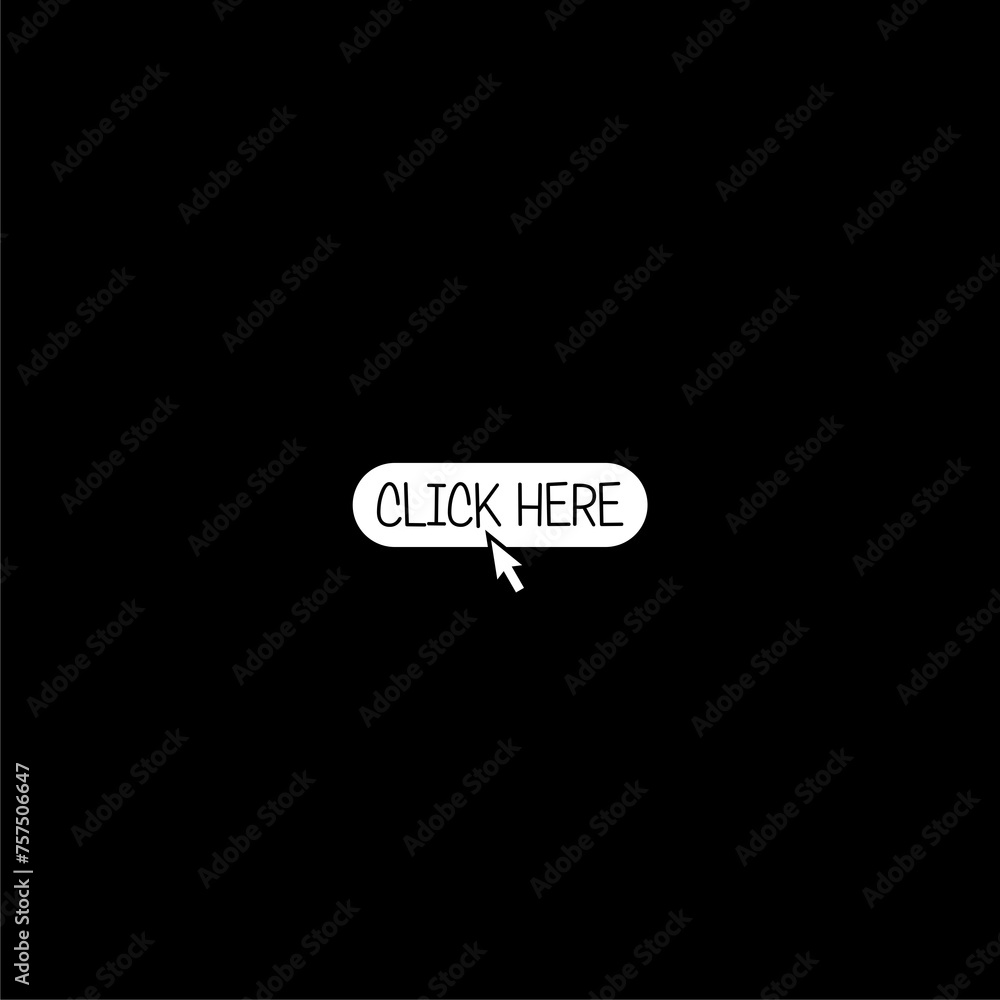 Click here button icon isolated on dark background Click here button icon isolated on dark background
