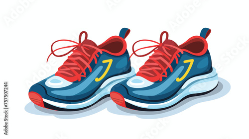 Flat icon A pair of running shoes with a stopwatch