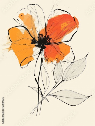 A detailed painting of a flower displayed on a clean white background  showcasing vibrant colors and intricate details.