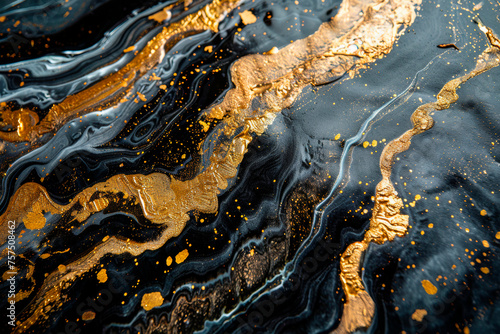 Luxury texture of black and gold paint. Streaks like marble © Evgeniya Fedorova