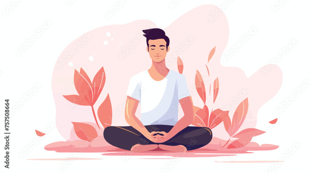 Flat icon A person meditating in a lotus pose repre