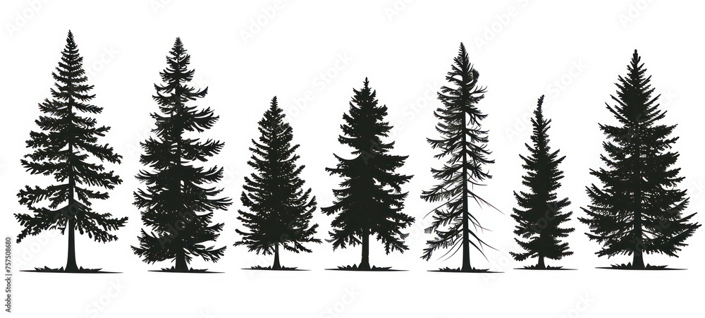 Fototapeta premium tree silhouettes on white background. illustration.