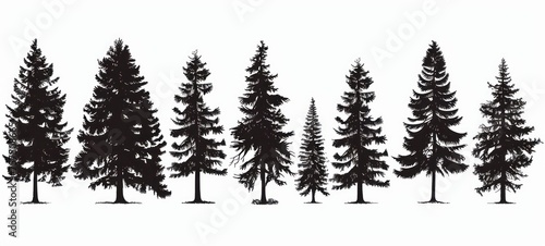 Forest trees silhouette. design template for logo, badges. Isolated white background. photo