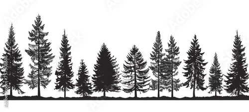 Forest trees silhouette. design template for logo  badges. Isolated white background.