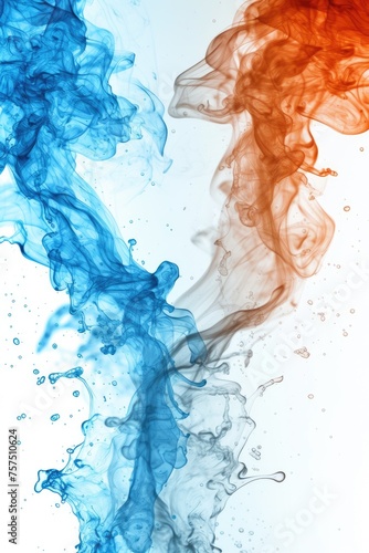 A blue and orange smoke trail, with the blue smoke being the dominant color