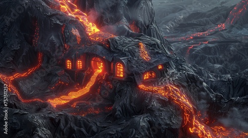Volcano lava house
