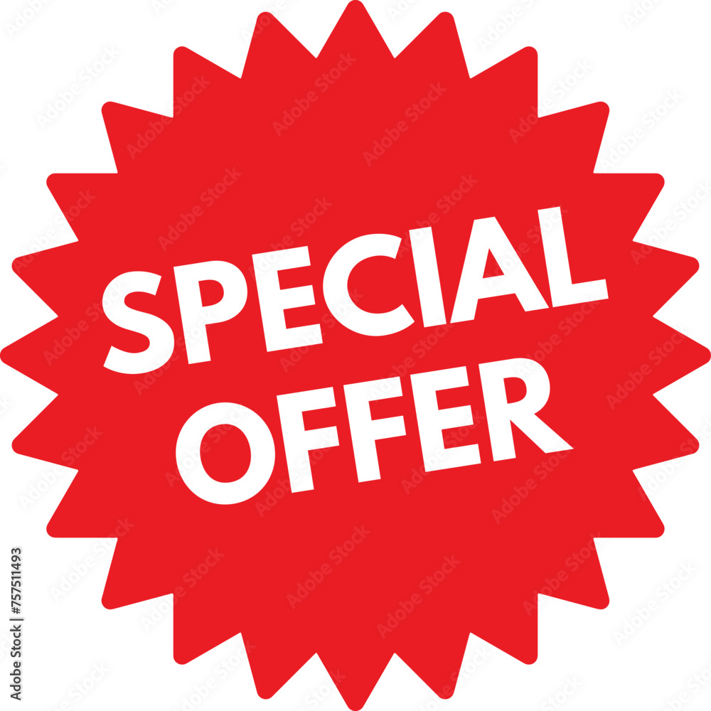 Red special offer sticker isolated on white background . Special offer label . Vector illustration Red special offer sticker isolated on white background . Special offer label . Vector illustration