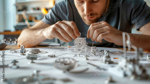 A Mechanical Engineering Technician Building and assembling prototypes or models based on engineering drawings and specifications photo