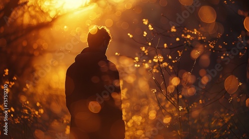 A man his essence as elysian as the golden light of dawn photo
