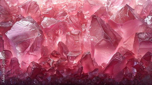 a close up of a large amount of pink and purple glass shards and pieces of glass on a black surface. photo