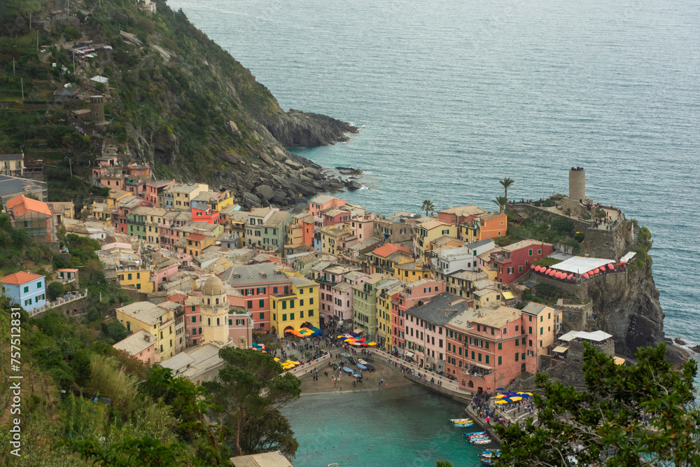 View of Vernazza from above, Cinque Terre,  Italy