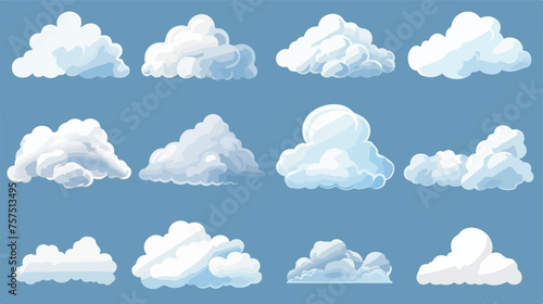 Flat icons Different types of clouds like puffy cum