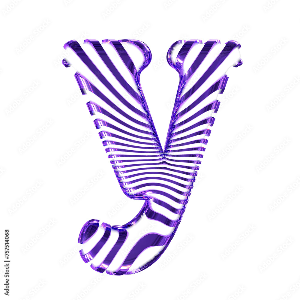 White symbol with purple ultra thin horizontal straps. letter y White symbol with purple ultra thin horizontal straps. letter y