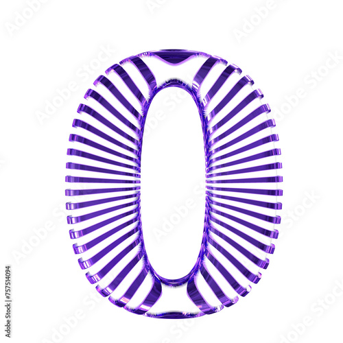Schilderij op canvas White symbol with purple ultra thin horizontal straps. number 0