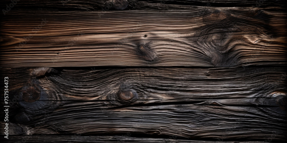 Fototapeta premium Dark wooden texture. Rustic three-dimensional wood texture. Wood background сreated with Generative Ai