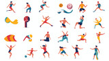 Flat icons Different types of sports like basketbal
