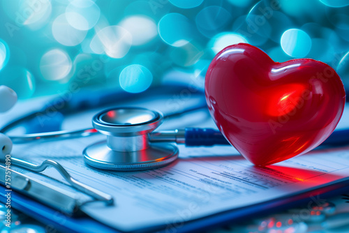 stethoscope with love heart on the laptop