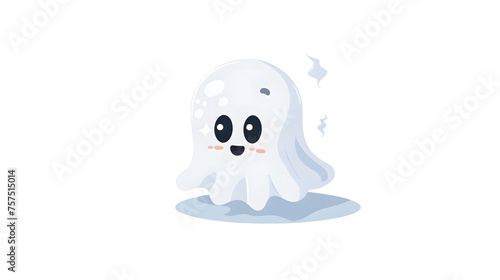 This cute, friendly ghost illustration with blushing cheeks exudes a soft and welcoming character