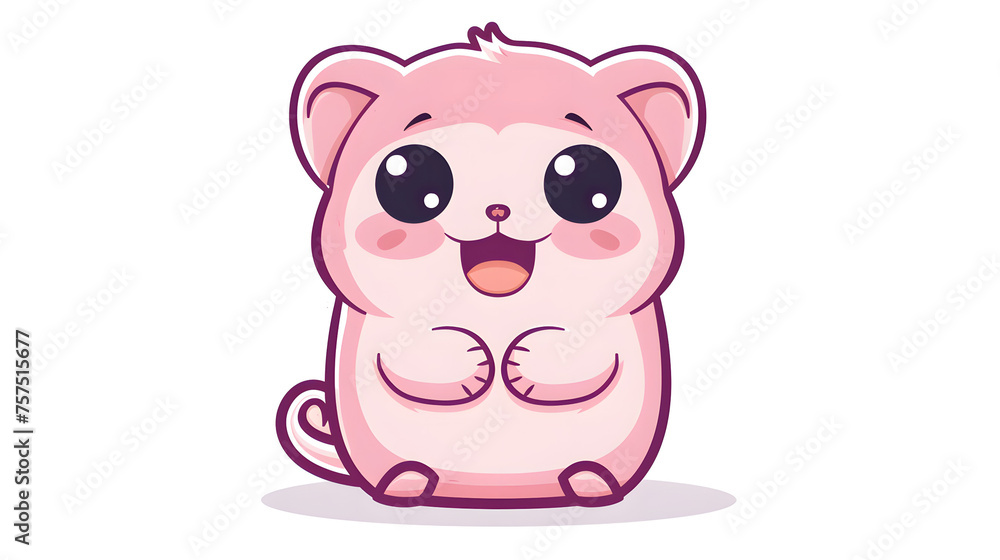 This illustration features an adorable chubby pink hamster smiling happily, perfect for children's themes or pet lovers This illustration features an adorable chubby pink hamster smiling happily, perfect for children's themes or pet lovers