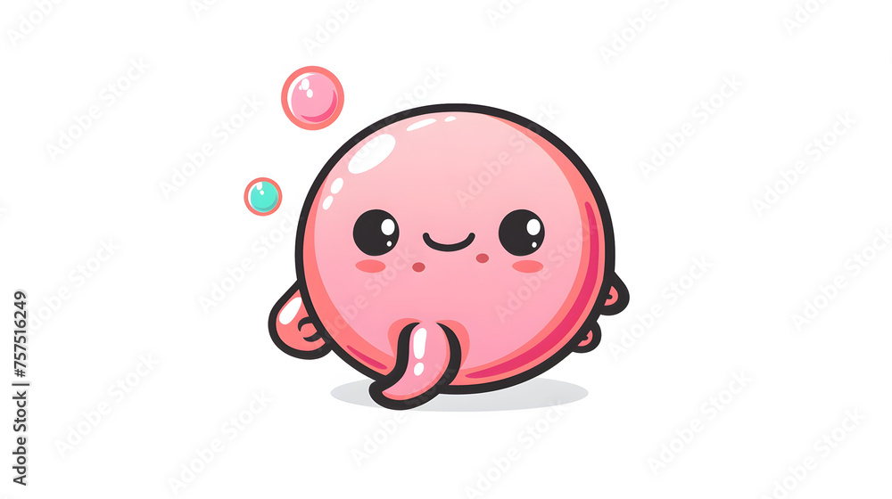 Cute bubblegum pink blob creature with a playful expression and simple, engaging design Cute bubblegum pink blob creature with a playful expression and simple, engaging design
