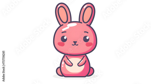 Adorable pink bunny character in a clean, digital art style perfect for children's designs and playful concepts © Reiskuchen