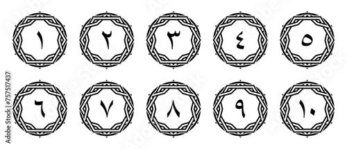 arabic numerals with ornament. Arabic numerals with premium border decoration. illustration vector. transparent background. free to use for your needs.