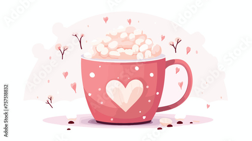Flat illustration A close-up of a steaming cup of h