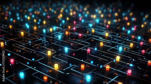 Computer-generated multitude of colored lights shining brightly