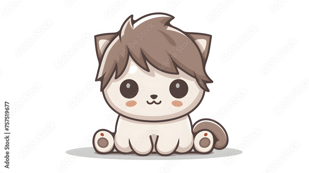 A delightful illustration of a brown and white cartoon puppy with a gentle gaze and a whimsical presence, making it ideal for a variety of uses