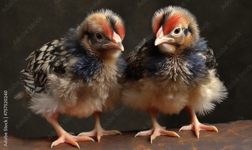 Fototapeta premium Bantam Chickens сreated with Generative Ai