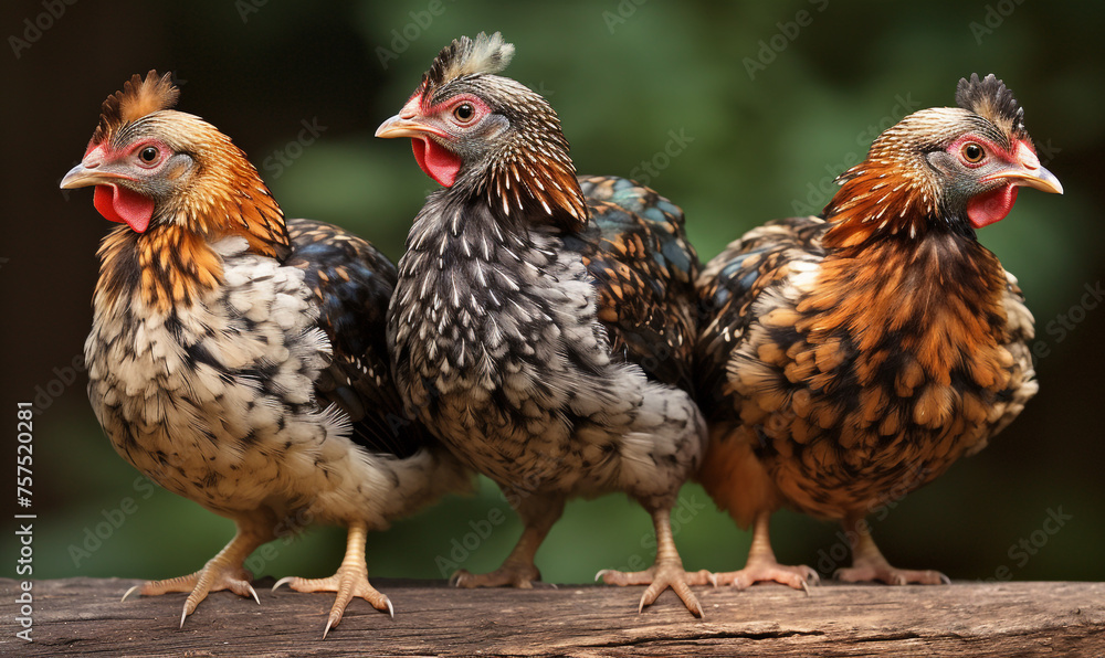 Fototapeta premium Bantam Chickens сreated with Generative Ai