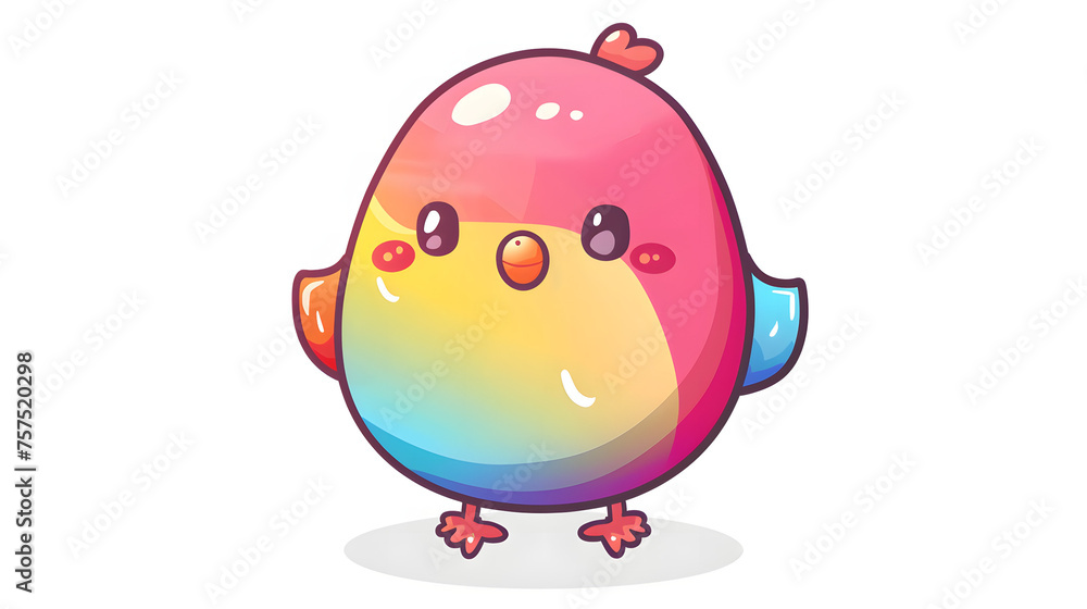 Charming gradient depiction featuring a cute kawaii style bird with an array of vivid colors and an endearing facial expression Charming gradient depiction featuring a cute kawaii style bird with an array of vivid colors and an endearing facial expression