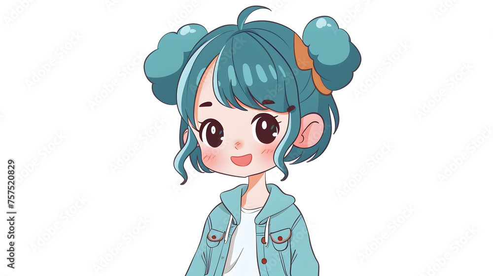 An image of a modern young cartoon girl with stylish blue hair and headphones indicating a love for music or solitude An image of a modern young cartoon girl with stylish blue hair and headphones indicating a love for music or solitude